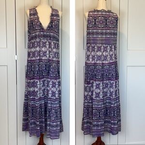 True Destinations 100% Cotton Boho pink and Purple Pattern Maxi Dress Size Large